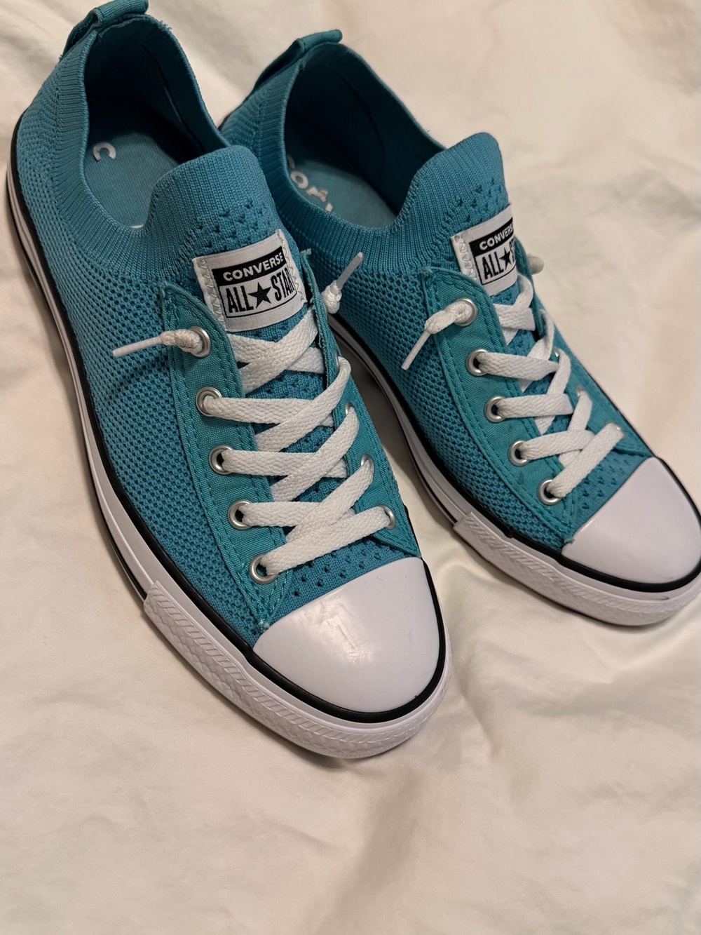 Converse Kids Teal Knit Low-Top Sneakers with White Accents